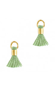 Ibiza style mini Tassel 0.7cm Gold-forest green